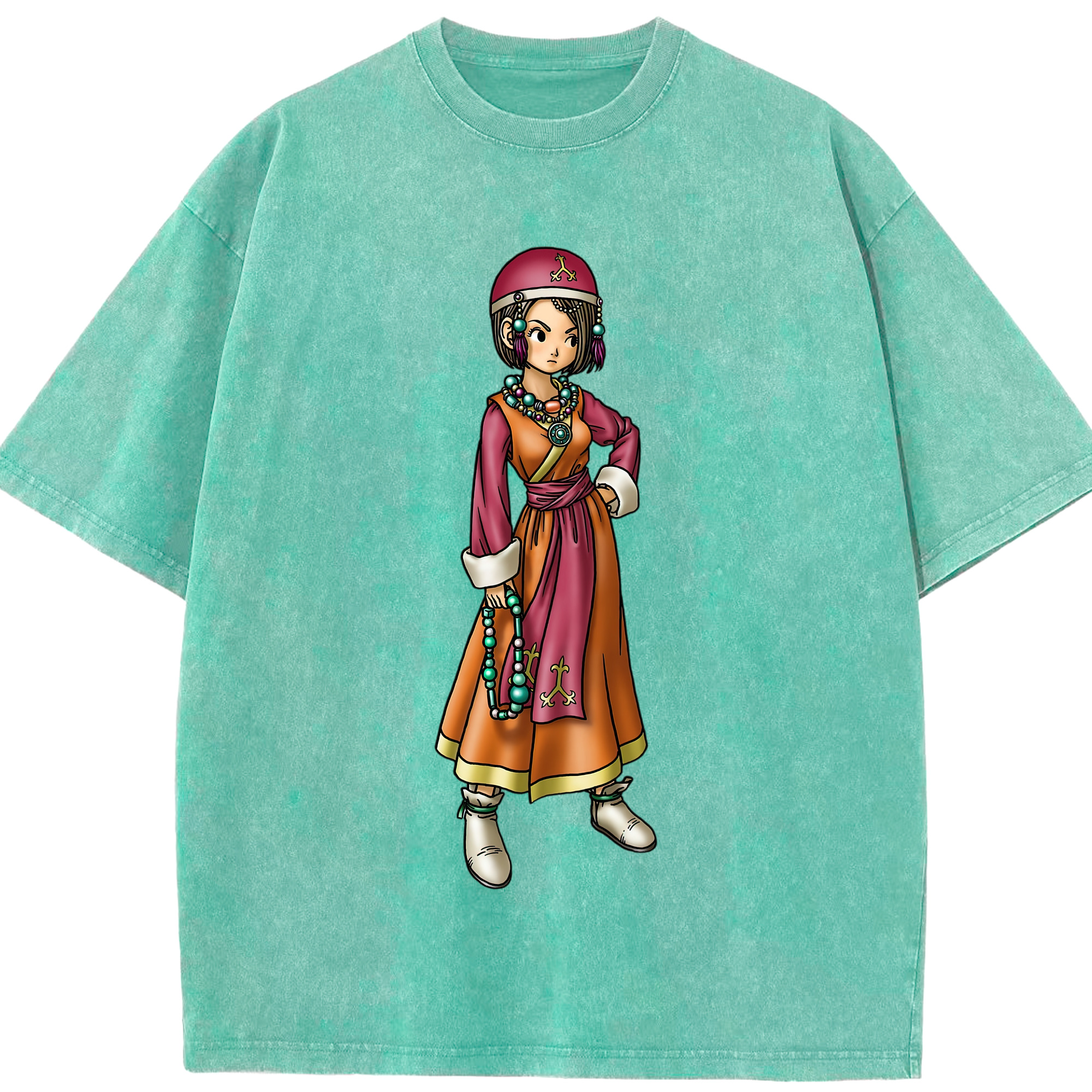 （画像用） ドラゴンクエスト Doragon Kuesuto Dragon Quest 綿100% ヴィンテージ風 半袖Tシャツ（フロントプリント）